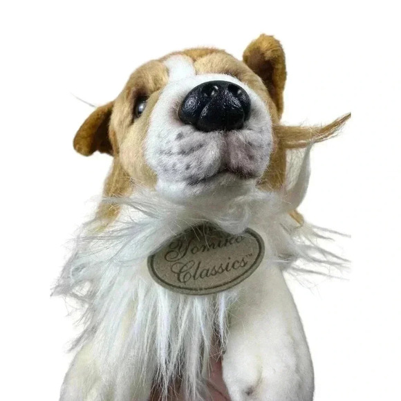 Vintage Yomiko Classics Realistic Collie Dog Plush Stuffed Animal Laying Down - Picture 9 of 10